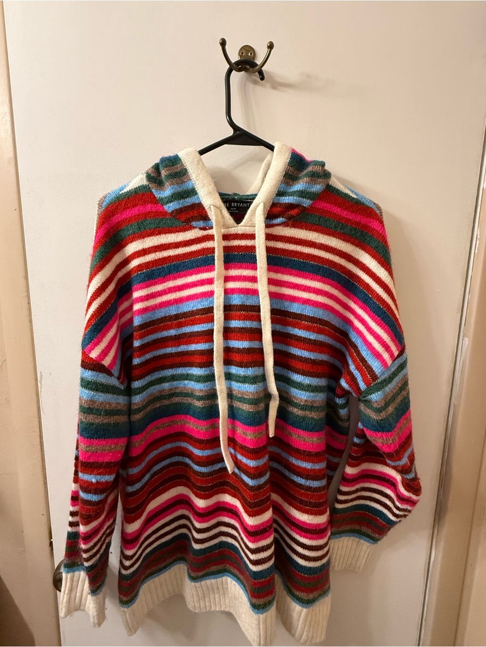 Lane Bryant Multicolor Striped Crewneck Sweater - Pink, Red, Blue, Brown